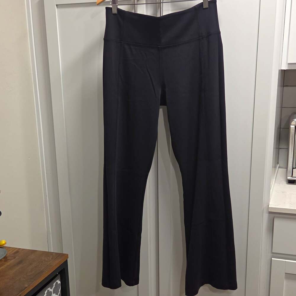 Athleta Delancey Flare Womens Black Pull-On Flare Pants Wide Leg Sz L